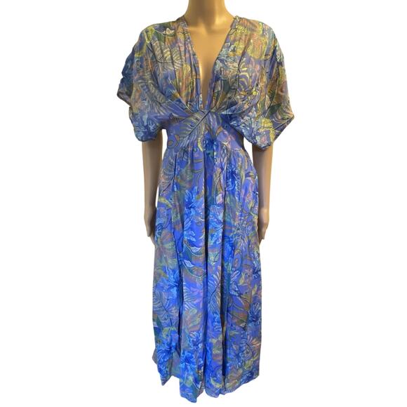 NWT Olivaceous MaxiDress S Kimono Sleeve Front Slits Beachy Coastal Coverup Boho - Picture 1 of 12
